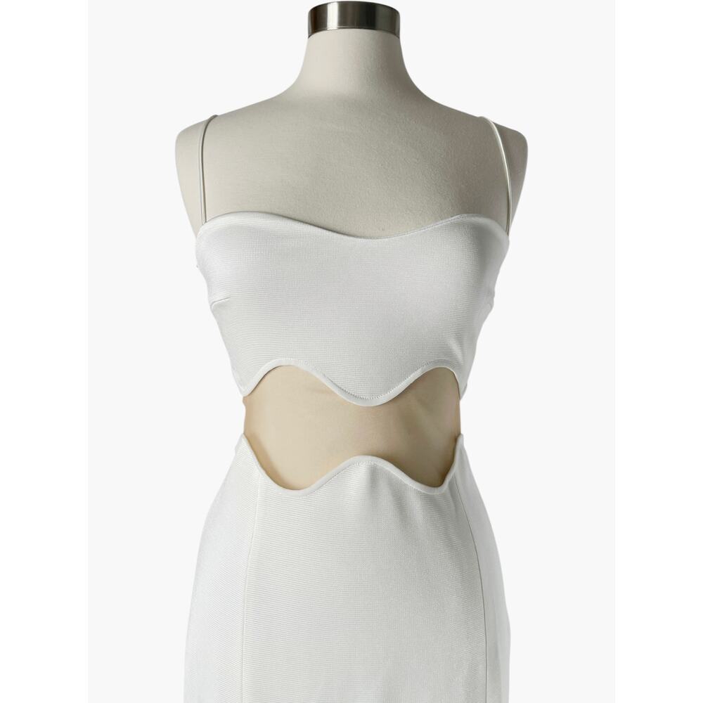 Galvan London Isola Bella Dress White Mesh Cutout Column Gown 40 US 8 Viscose - Picture 6 of 11